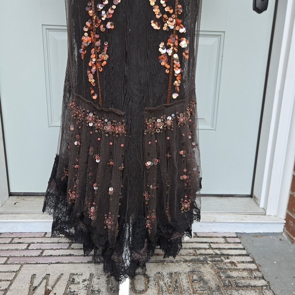 Roberto Cavalli Brown Lace Sequin Evening Dress - Picture 5 of 16